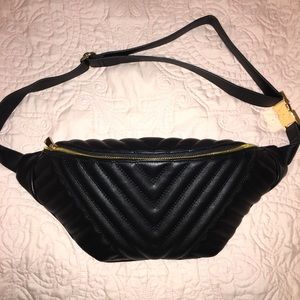 SOLD Express vegan leather fanny pack w gold